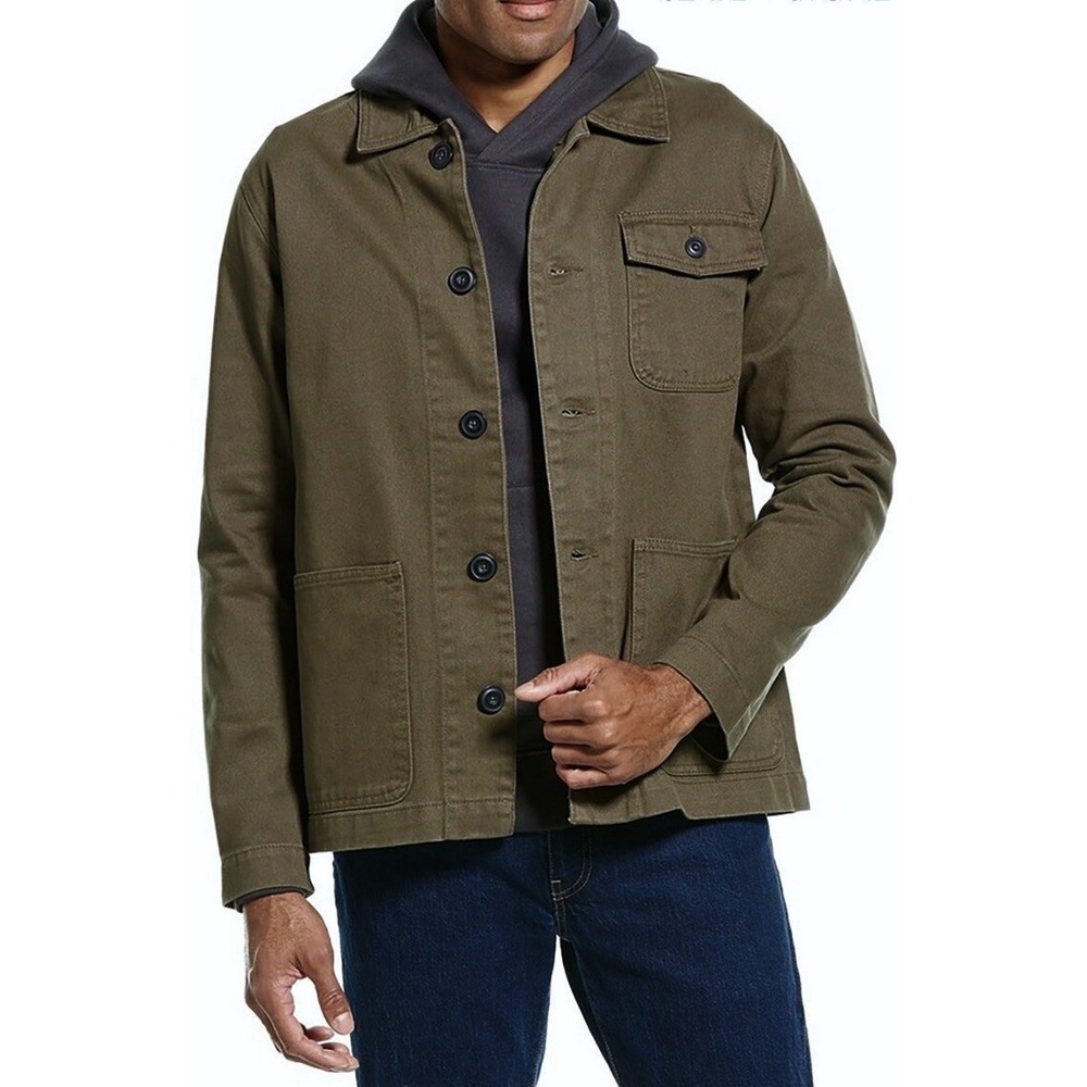 Slate & Stone Mens Size L Olive Green Chore Field Jacket Cotton Utility Workwear